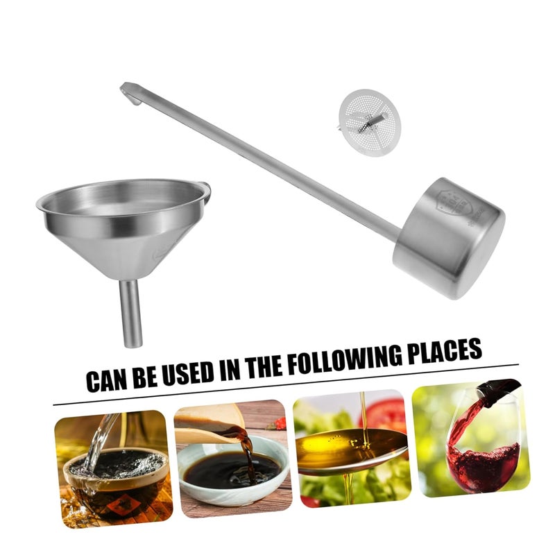 Stainless Steel Kitchen Ladle And Funnel Set For Oil Wine Transfer Cooking Bartending - Image 5